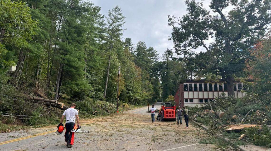 PIE.ZAA’s Asheville location remains mostly unscathed, so owner Tyler Kotch is dedicating time to clearing Asheville’s debris-ridden roads, chainsaw in hand.