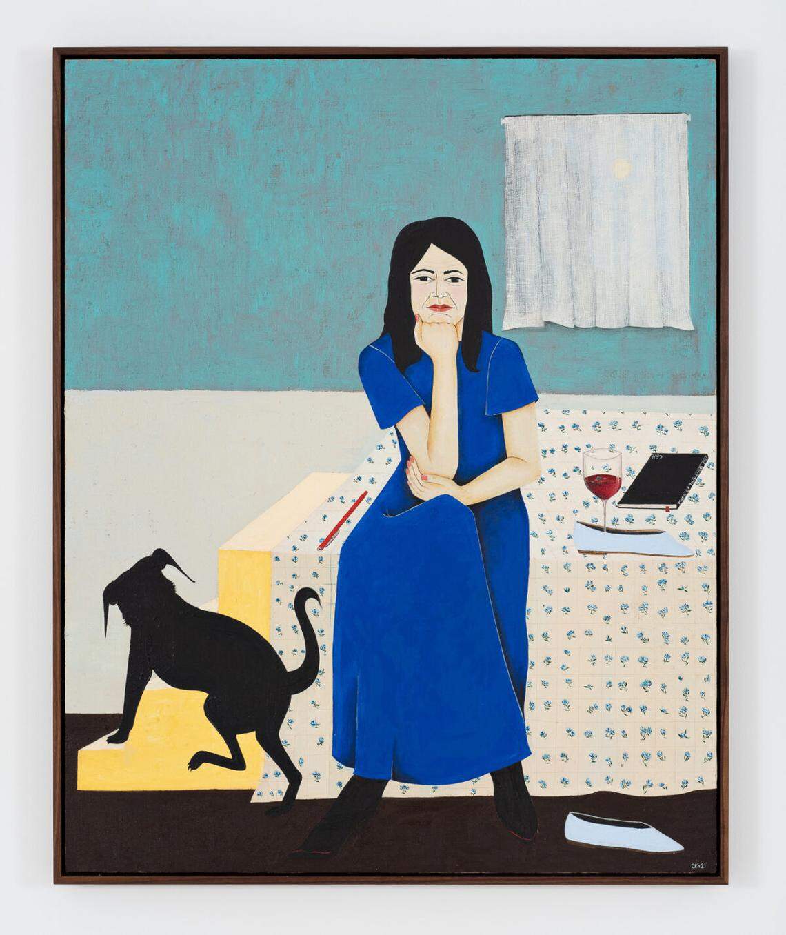 Clare Rojas, Tired of thinking, 2021, oil on linen, 50 x 40 in. Collection of Angella and David Nazarian, Los Angeles. This piece is in the Bechtler Museum’s “Clare Rojas: Past the Present” exhibit, which opens Sept. 21