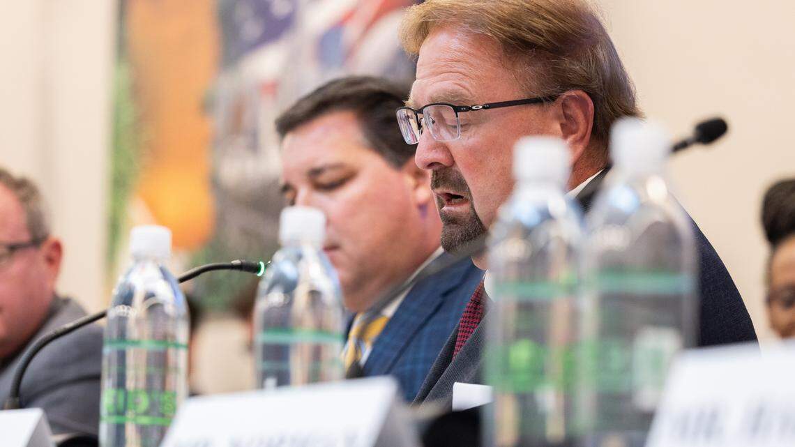Rep. Chuck Edwards, a Republican whose district covers Western North Carolina, speaks during a U.S. House Judiciary subcommittee hearing in Charlotte on crime and public safety in the wake of the light rail stabbing at Charles R. Jonas Federal Building in Charlotte N.C., on Monday, September 29, 2025.