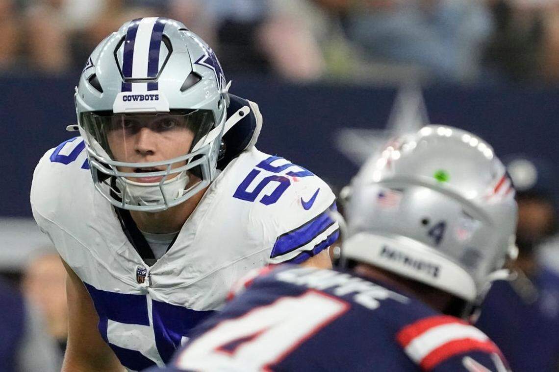 Leighton Vander Esch, left, announced his retirement from football in 2024.