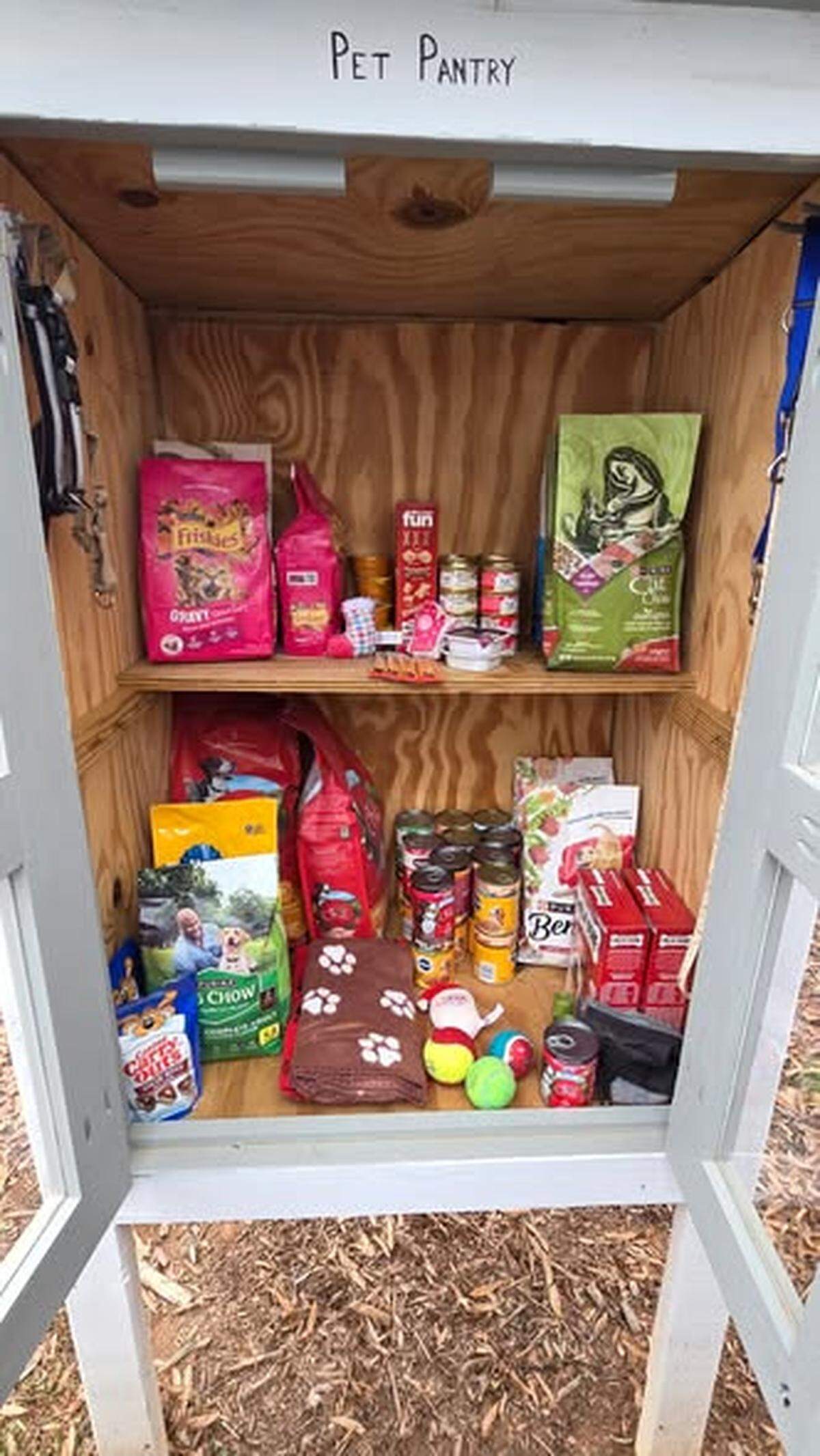 Loki’s Food Pantry near Abernethy Park in Huntersville was well stocked before someone wiped out the supply Jan. 6 or 7, 2026.