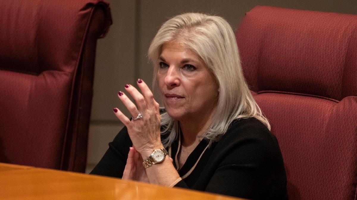Dena Diorio, the Charlotte-Mecklenburg County Manager, sits at their seat during the commissioners meeting at the Charlotte-Mecklenburg Government Center Monday, Dec. 5 in Charlotte, NC.