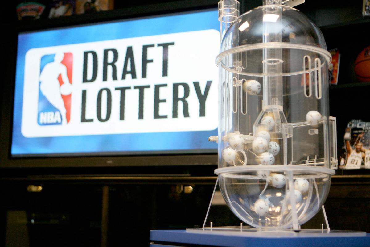 A draft lottery machine prior to the 2007 NBA Draft Lottery at the NBATV Studios in Secaucus, New Jersey.
