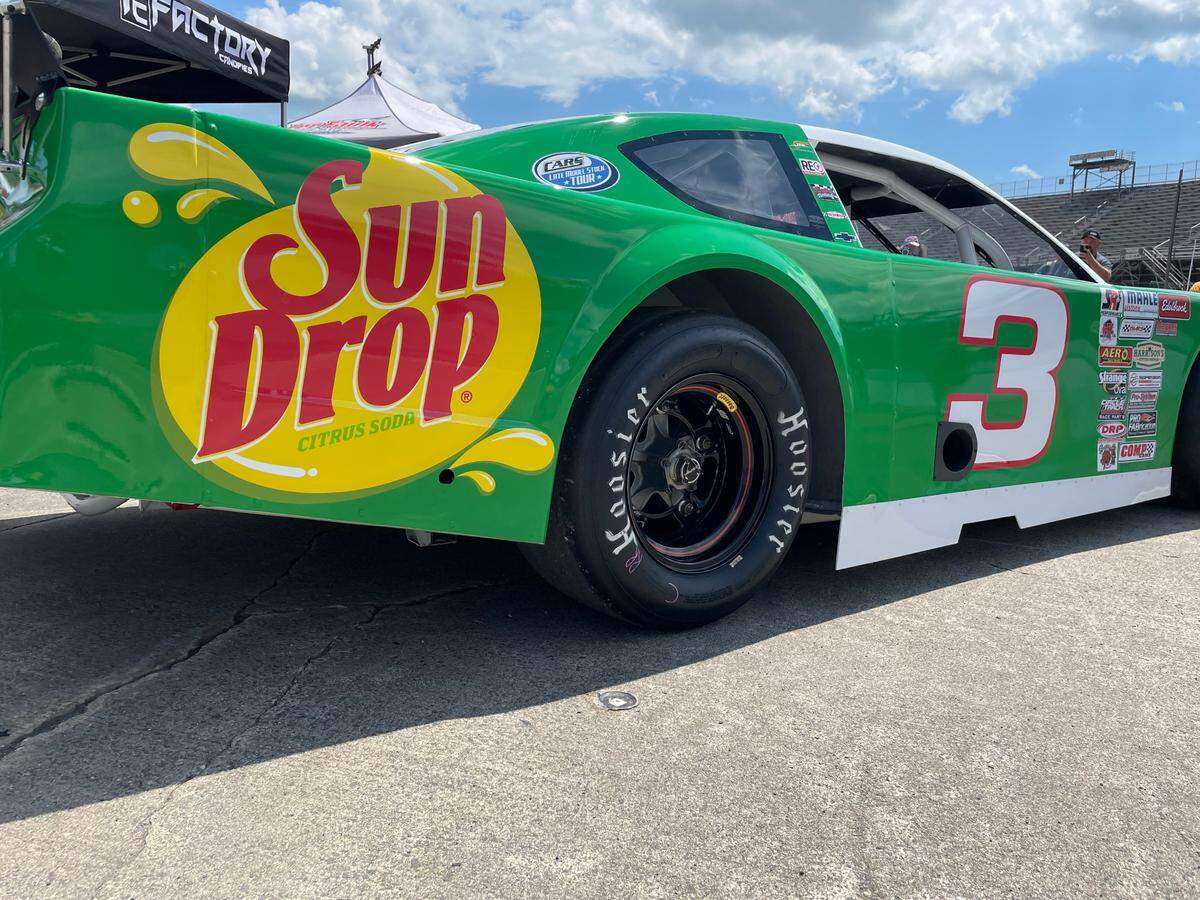 The Sun Drop No. 3 car that Dale Earnhardt Jr. drove on Wednesday, Aug. 31, 2022 to a third-place finish at North Wilkesboro Speedway.