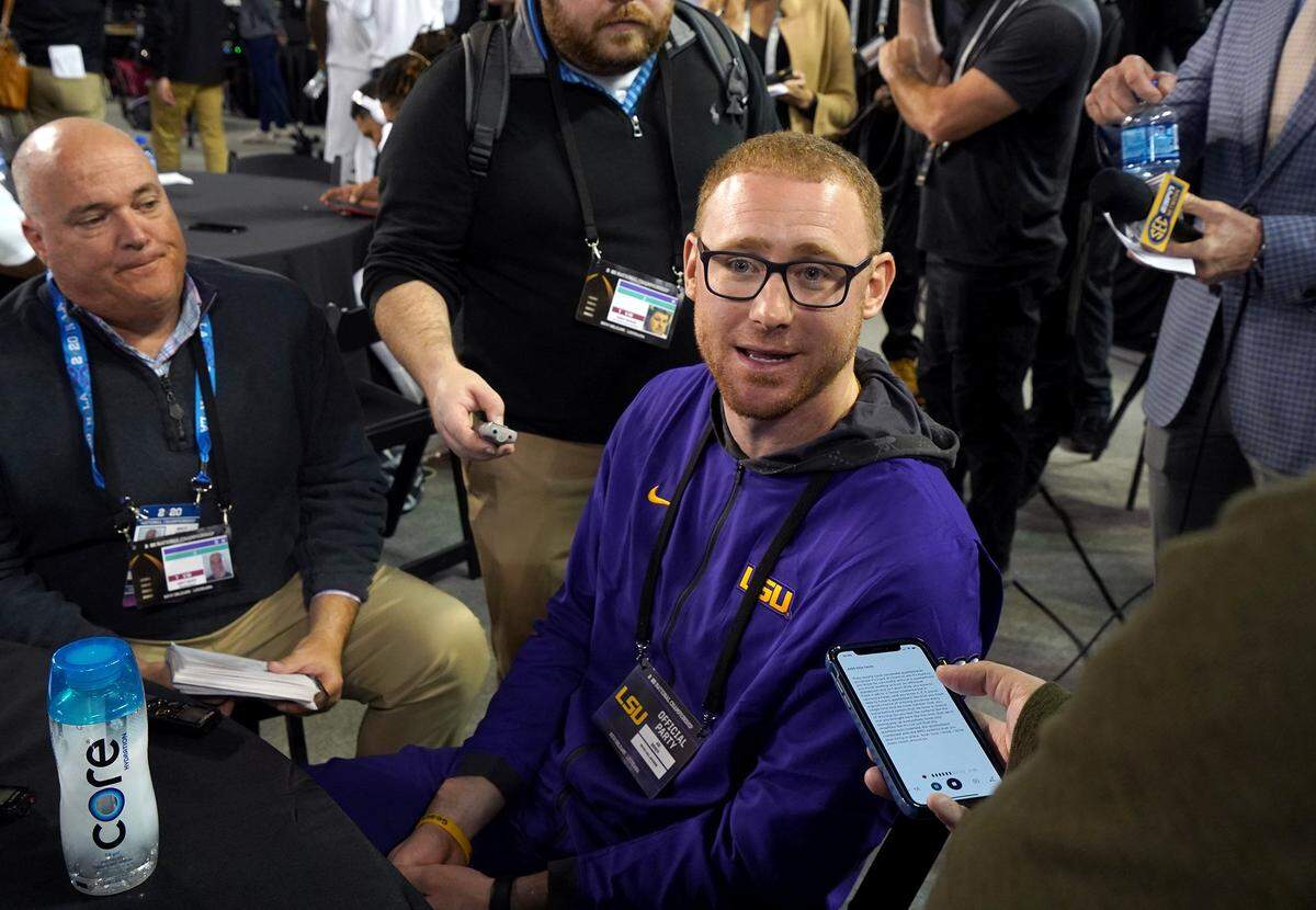 At age 30, LSU passing game coordinator/receivers coach Joe Brady is four months younger than Panthers quarterback Cam Newton. Brady was hired by LSU before the 2019 season to help open up the offense, and the Tigers ended up leading the nation in scoring offense.