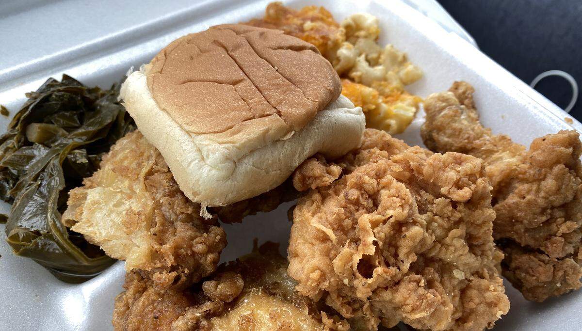 A to-go order from Mr. Charles Chicken and Fish. Kids eat free from 11 a.m.-1 p.m. at the restaurant.