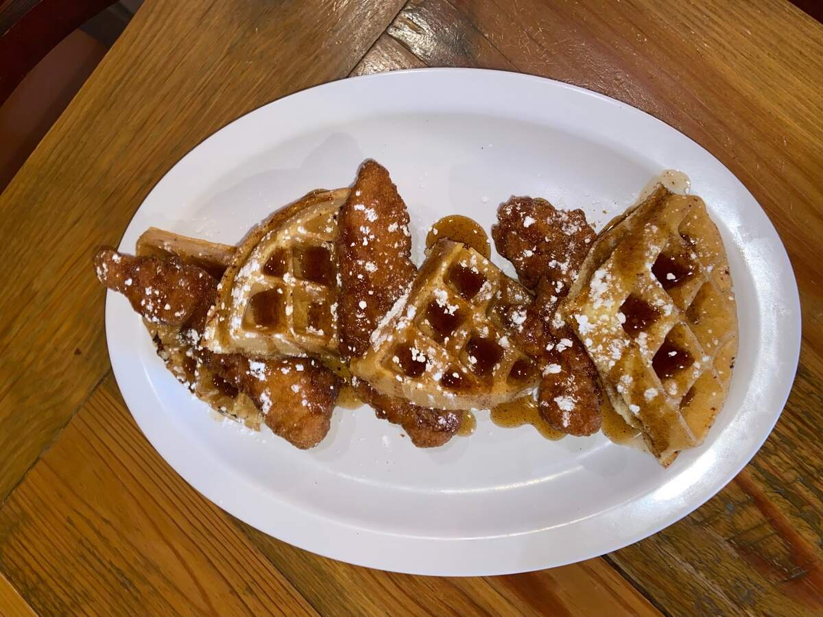 Chicken & waffles at Rise Cafe.