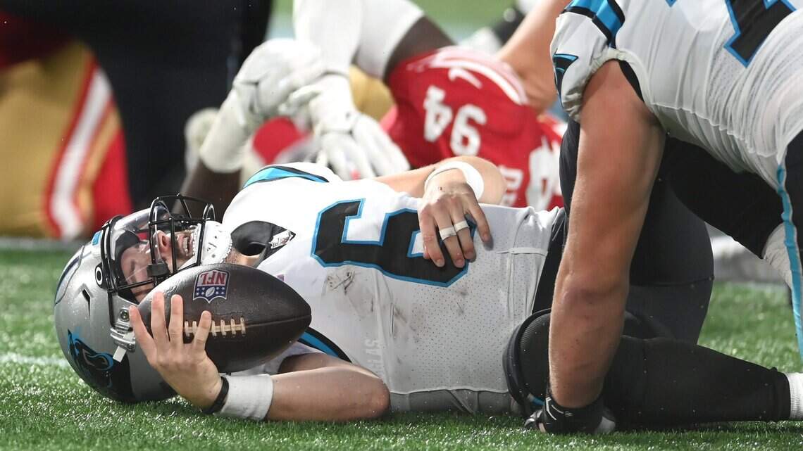 Panthers QB Report Card: Baker Mayfield’s pick-six kills momentum in loss to 49ers