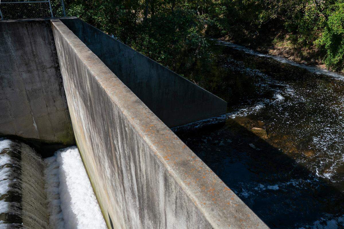 Treated water falls a few times down the cascade steps, after being hit with dissolved oxygen, and finally releasing as clean water into Sugar Creek.