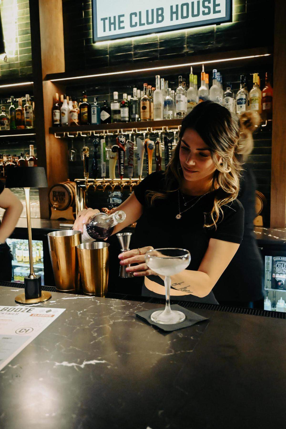 The Club House at 16715 Orchard Stone Run in Charlotte has a cocktail menu with classics such as Manhattan and Elderflower Spritz, plus house specialty drinks and wine and beer.