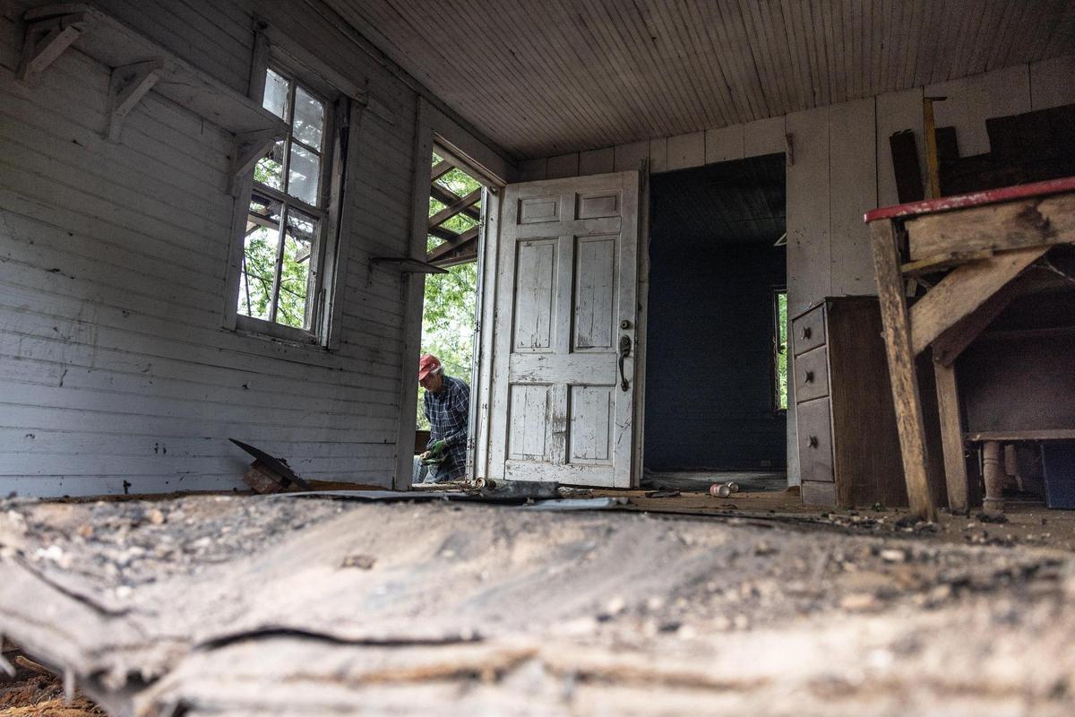The inside of the Alexander Farm Tenant House. The house was built around 1900. Tenant farming, or sharecropping, emerged as a system where formerly enslaved people rented houses and land for farming from white landowners and turned profits back over to the landowner.
