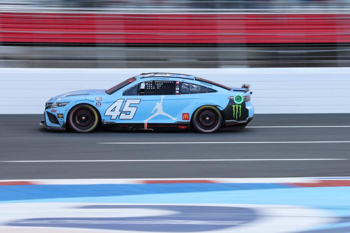 NASCAR Cup Series driver Tyler Reddick approaches the first turn during the Coca-Cola 600 on Monday, May 29, 2023 at Charlotte Motor Speedway.