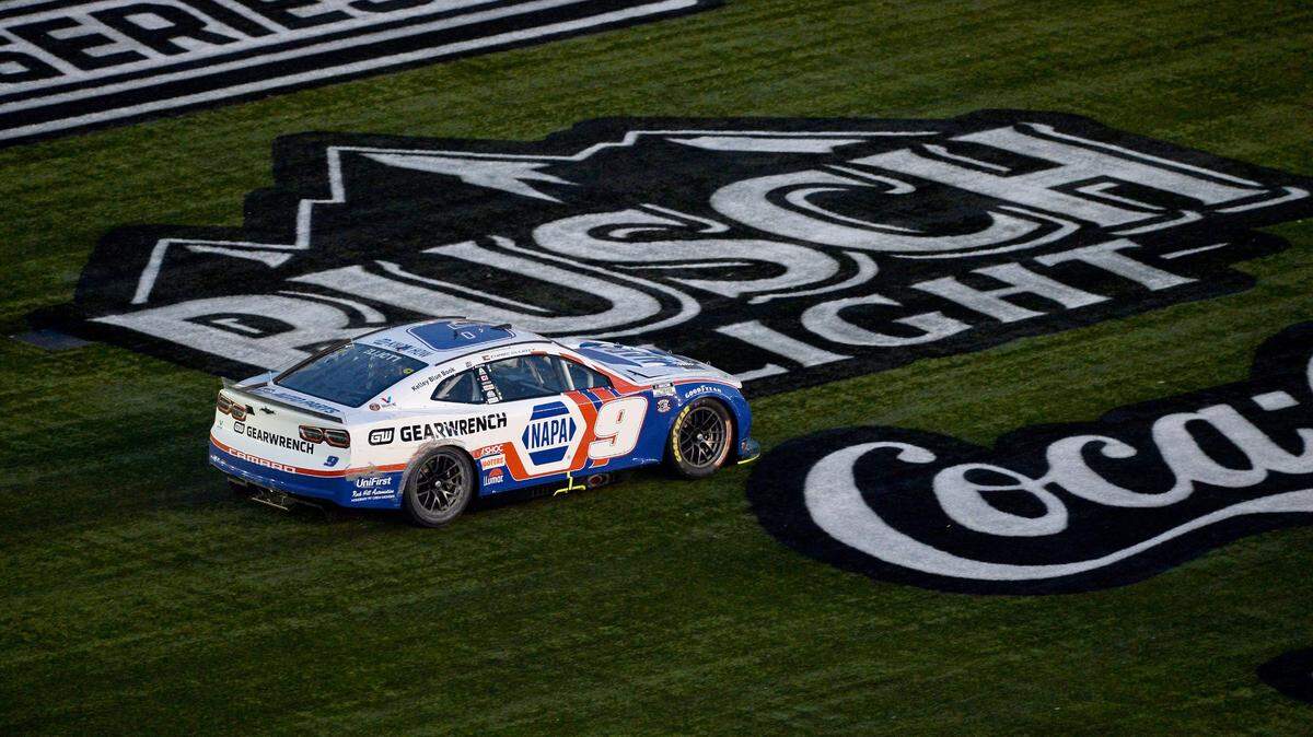 NASCAR driver Chase Elliott drives through the infield after spinning into the front stretch at Charlotte Motor Speedway during the Coca-Cola 600 on Sunday, May 29, 2022.