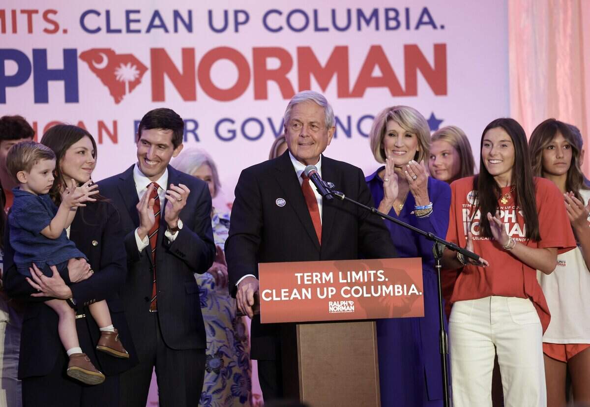 S.C. gubernatorial candidate Ralph Norman addresses supporters at his watch party Tuesday, June 9, 2026 at Magnolia Room in Rock Hill.