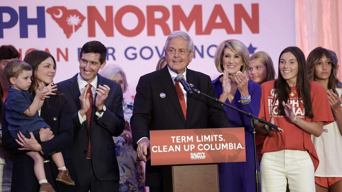 S.C. gubernatorial candidate Ralph Norman addresses supporters at his watch party Tuesday, June 9, 2026 at Magnolia Room in Rock Hill.