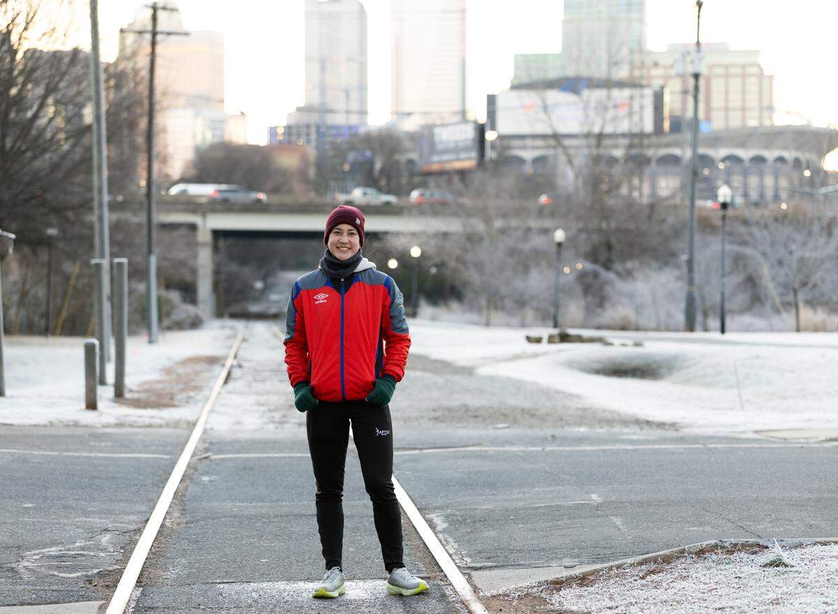 Remi Okamoto, photographed near the Wesley Heights Greenway just outside of uptown Charlotte last month.