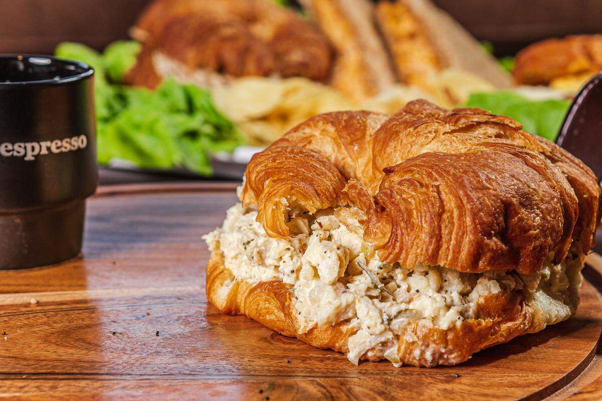 Chicken salad on a croissant at Hilltop Coffee.