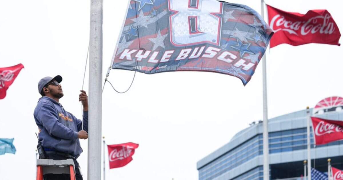 Flags were lowered to half-staff at Charlotte Motor Speedway on Saturday in tribute to Kyle Busch.