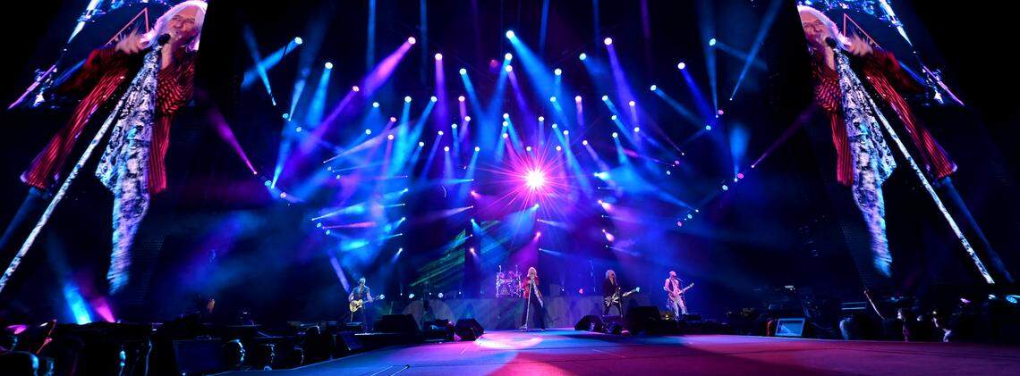 Def Leppard singer Joe Elliott performs with the band during The Stadium Tour 2022 at Bank of America Stadium in Charlotte, NC on Tuesday, June 28, 202. The concert featured Classless Act, Joan Jett and The Blackhearts, Poison and Motley Crue.