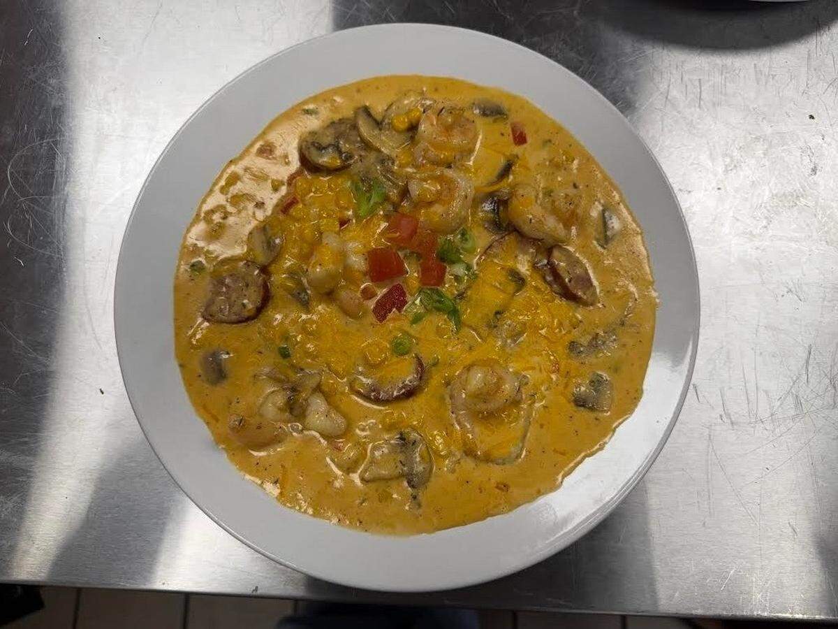 Shrimp and grits at FunkHeizer’s Diner in Mooresville.