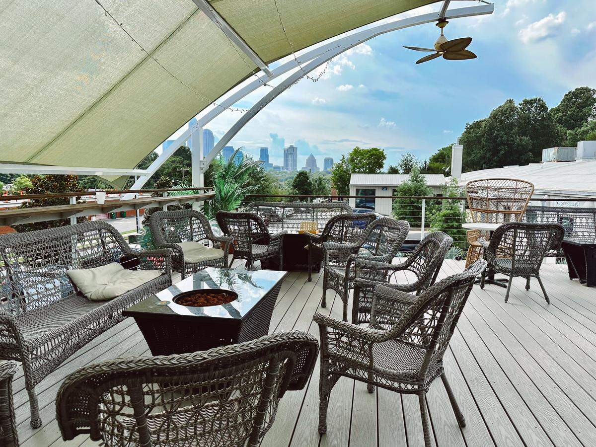 The skyline views from The Royal Tot in the Belmont neighborhood.