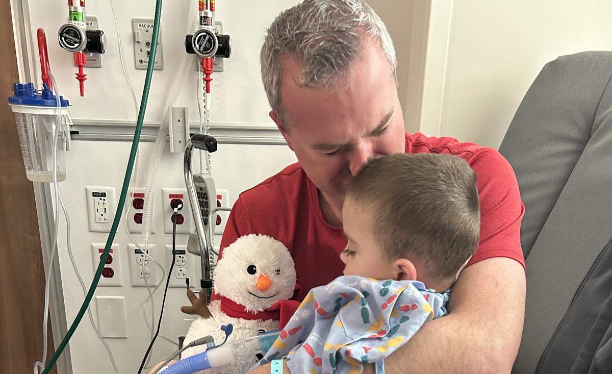 Kevin Reese is reunited with Logan after arriving at Levine Children’s hospital separately.