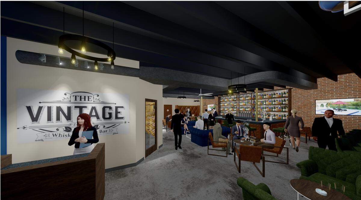 A rendering for The Vintage Whiskey and Cigar Bar. 