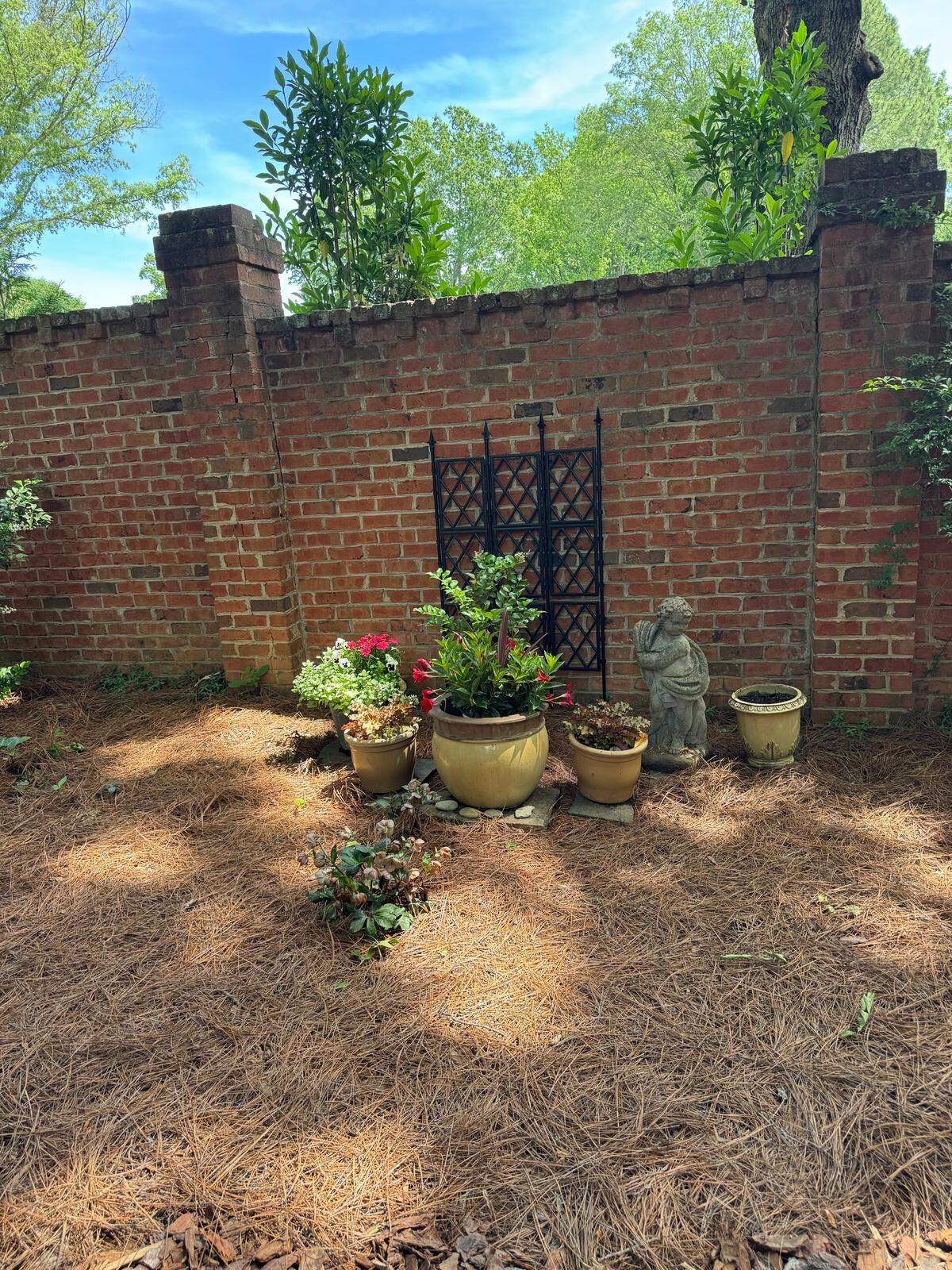 Part of the area of Leighton Ford’s backyard that he has dedicated to his late wife of 71 years, Jean.