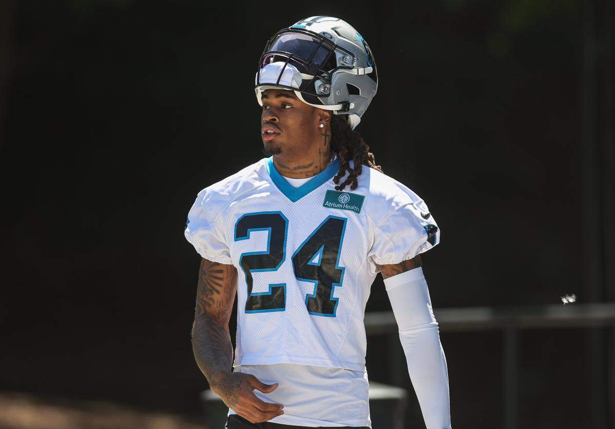 Cornerback Will Lee walks from Bank of America Stadium to the Carolina Panthers’ practice facility for rookie minicamp on Friday, May 8, 2026.