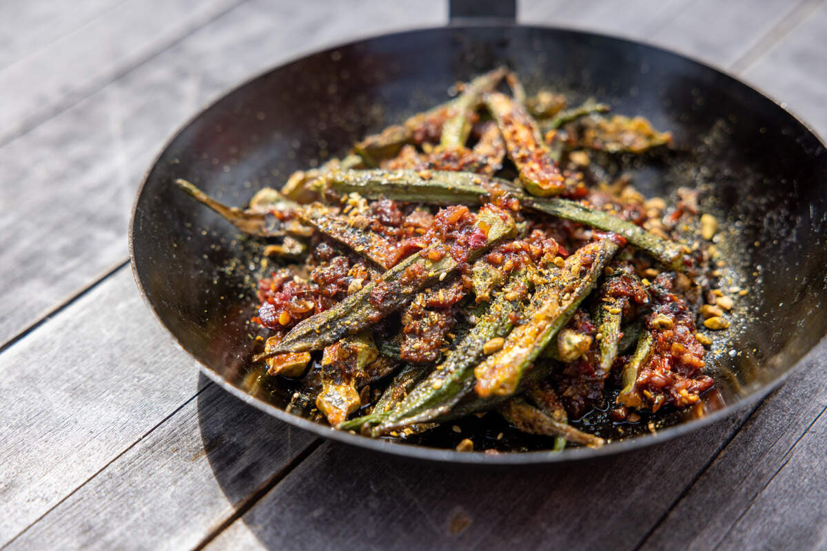 Pickled okra at Jimmy Pearls.