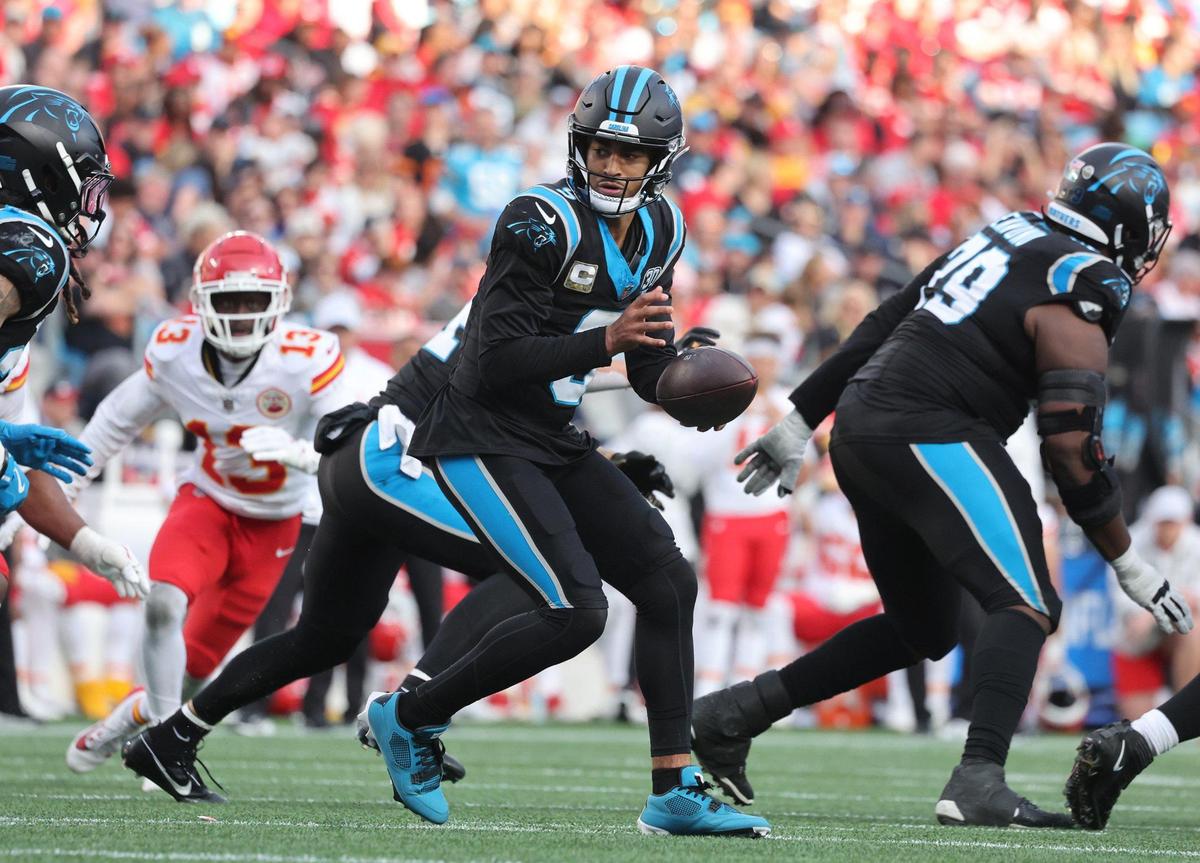 Panthers quarterback Bryce Young during the Week 12 game against the Chiefs.
