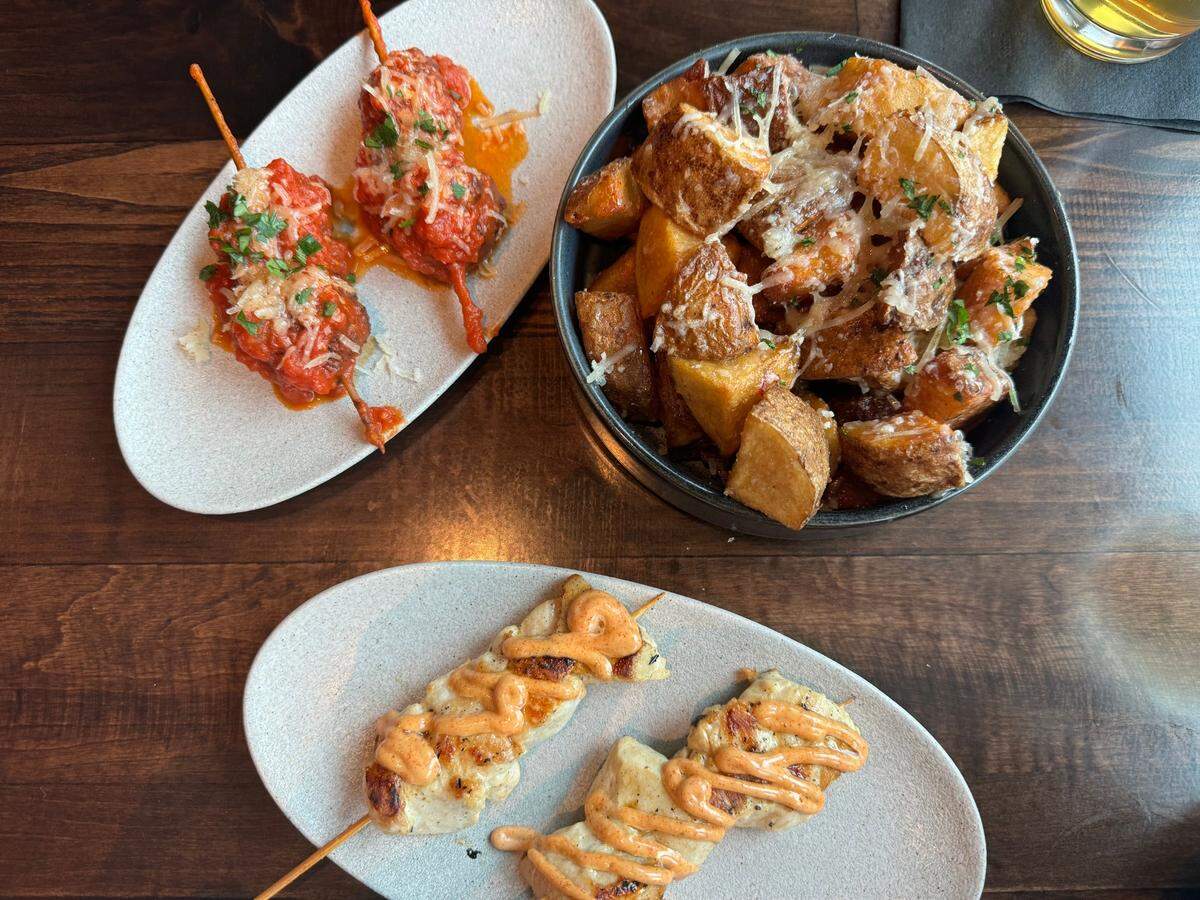Albondigas, patatas bravas and grilled chicken skewers from Paloma.