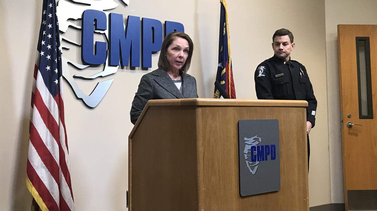 Charlotte-Mecklenburg Police Deputy Chief Katrina Graue tells reporters that a CMPD officer was charged with sexual battery Tuesday afternoon.