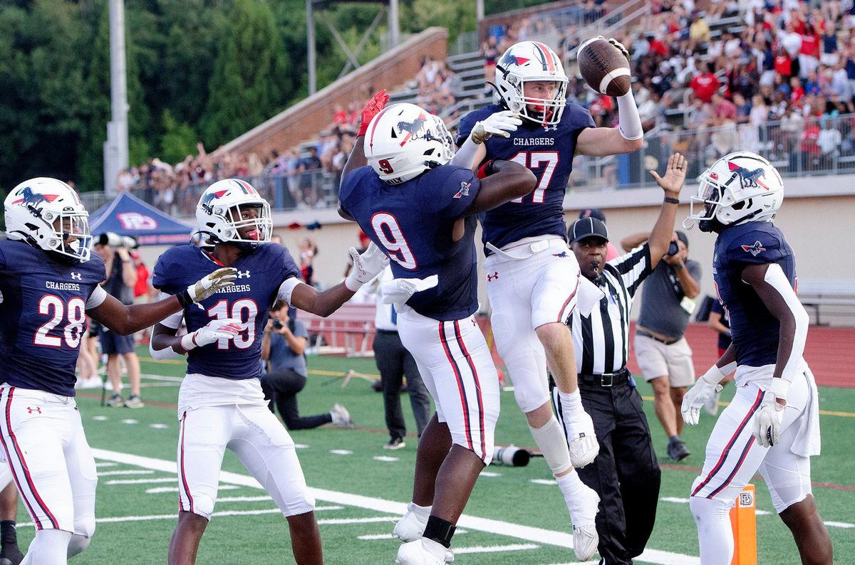 The Chargers #17, Brendan Ravin, intercepted a first half pass taking it in for a pick six Friday evening. Providence Day lead Trinity Christian 27-8 at the end of the first half. The Trinity Christian Crusaders came to Charlotte from Fayetteville, N.C. to face off against the nationally ranked Providence Day School Chargers in the first game of the high school football season on Friday, August 16, 2024.