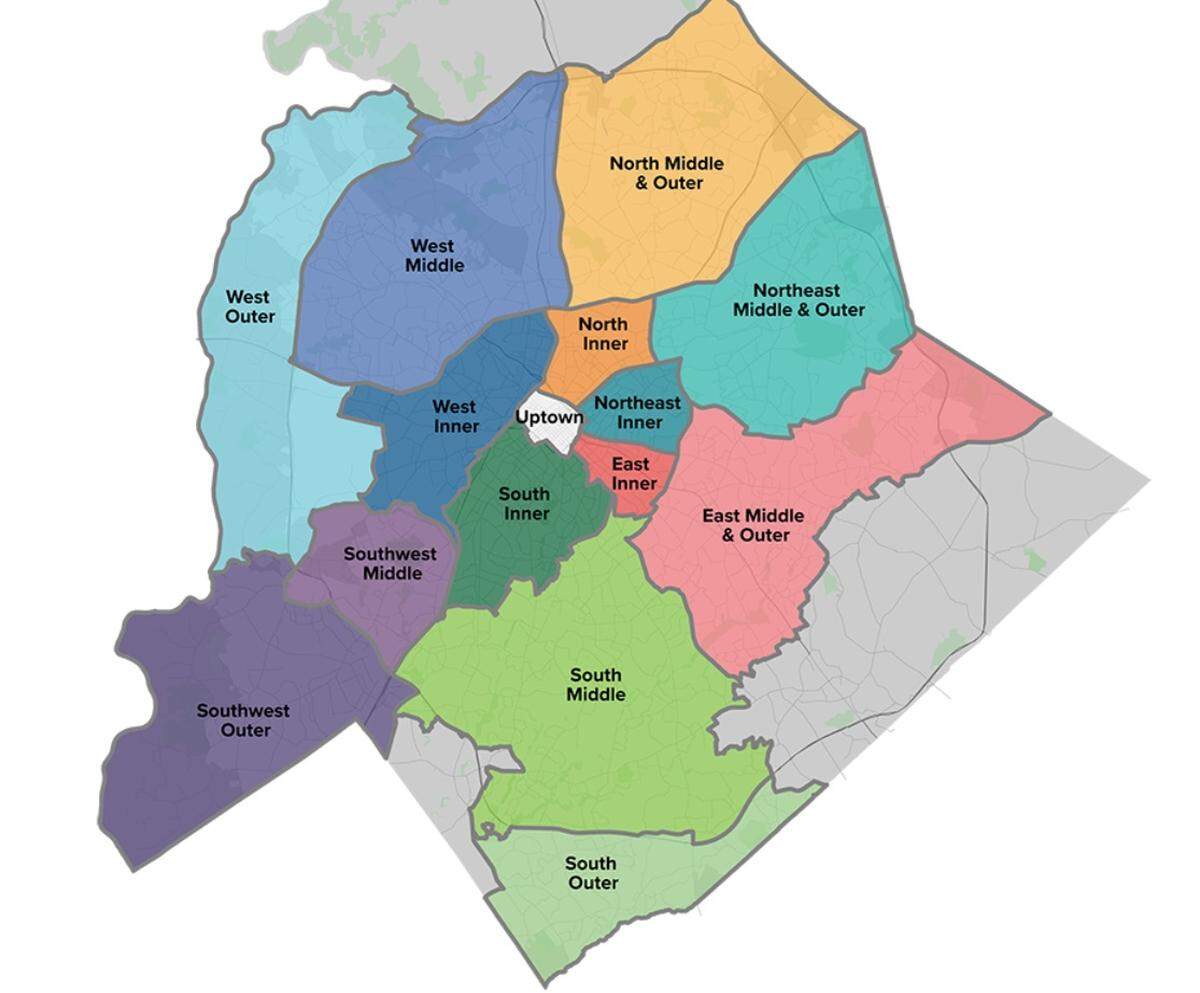 A map of the 14 regions that will each have their own community area plan, a guideline for growth and development for the next 20 years.