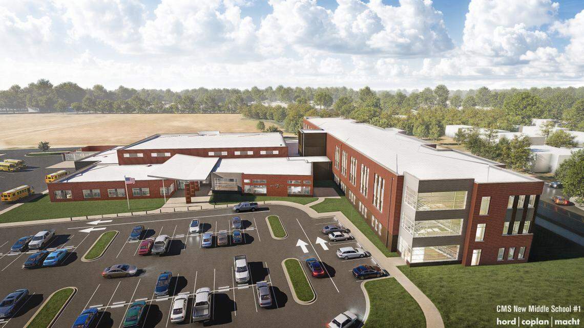 Rendering of the new middle school in south Charlotte
