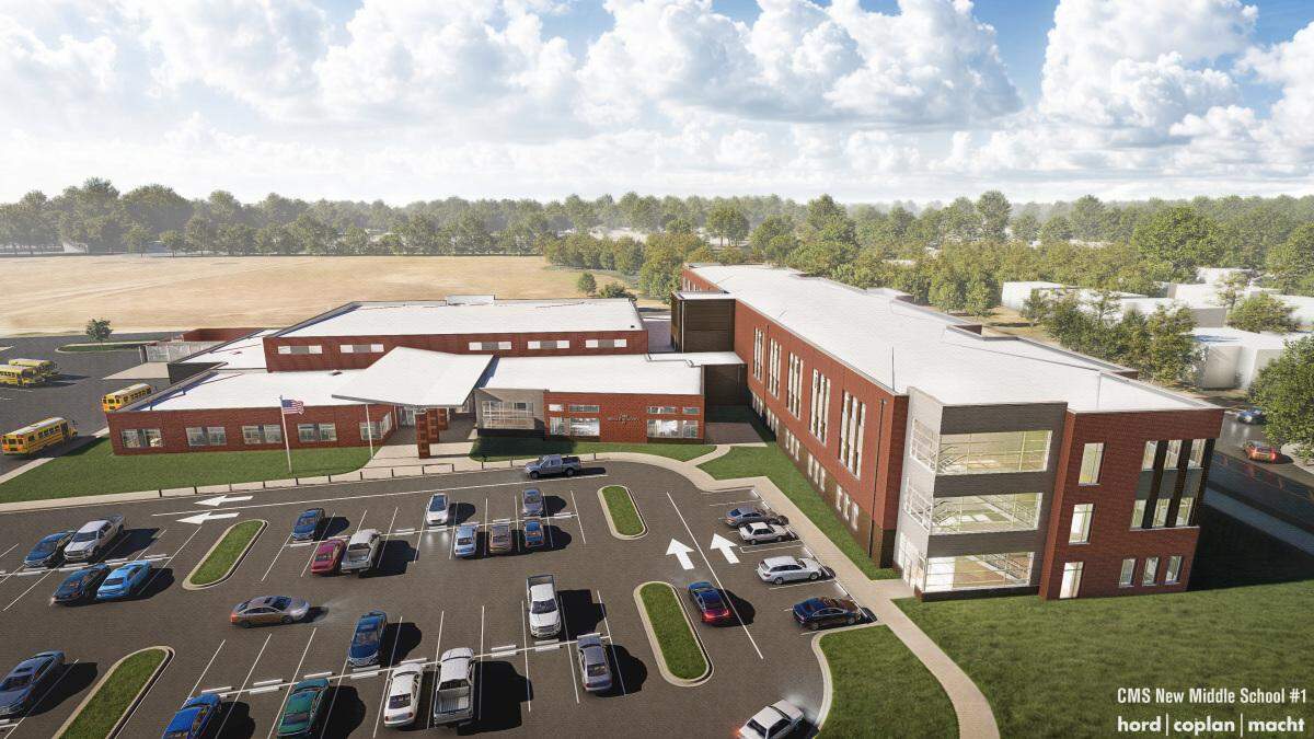 Rendering of the new middle school in south Charlotte
