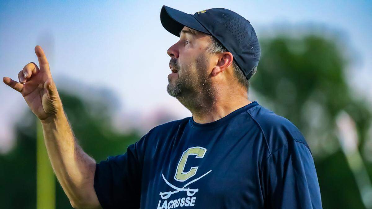Cuthbertson head coach Erik Gunderson orchestrates greatness from the sidelines at the first round NCHSAA lacrosse playoffs at Cuthbertson HighSchool