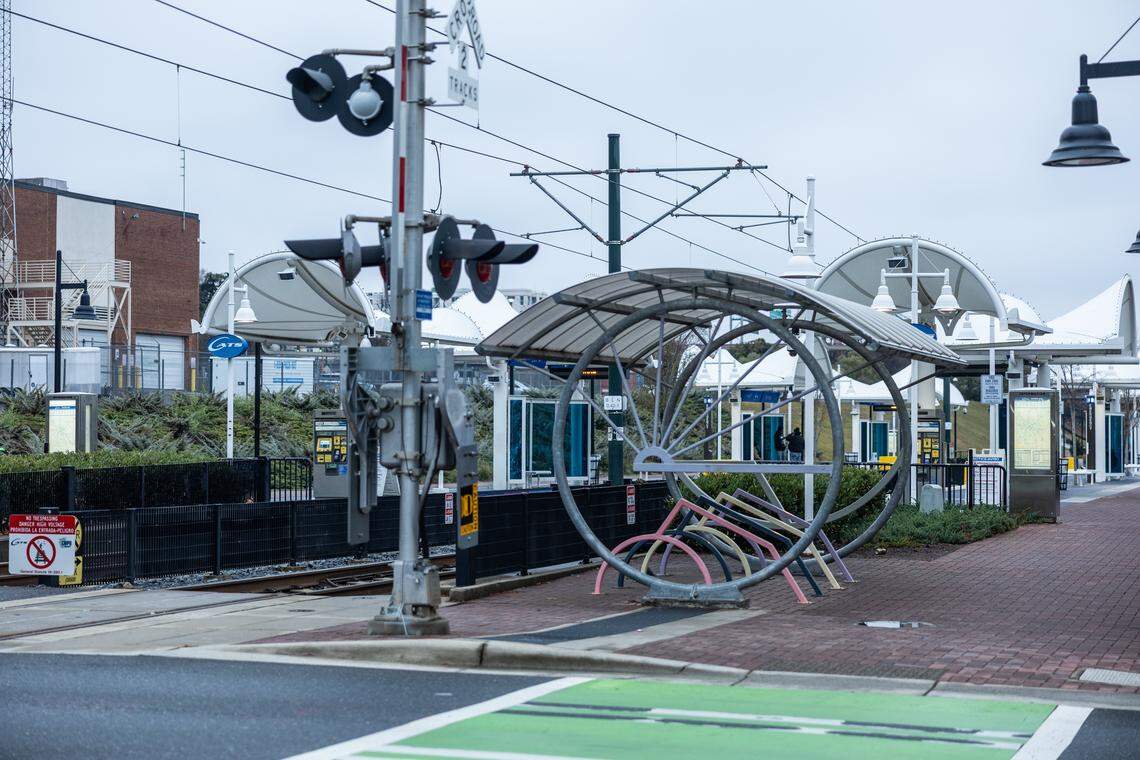 The 9th Street Station stop along the LYNX Blue Line in Charlotte on Monday, December 8, 2025.