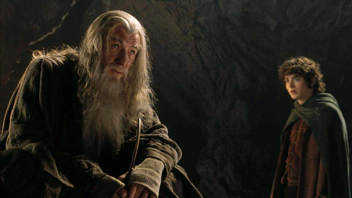 Gandalf (Ian McKellen) and Frodo (Elijah Wood) in The Fellowship of the Ring.
