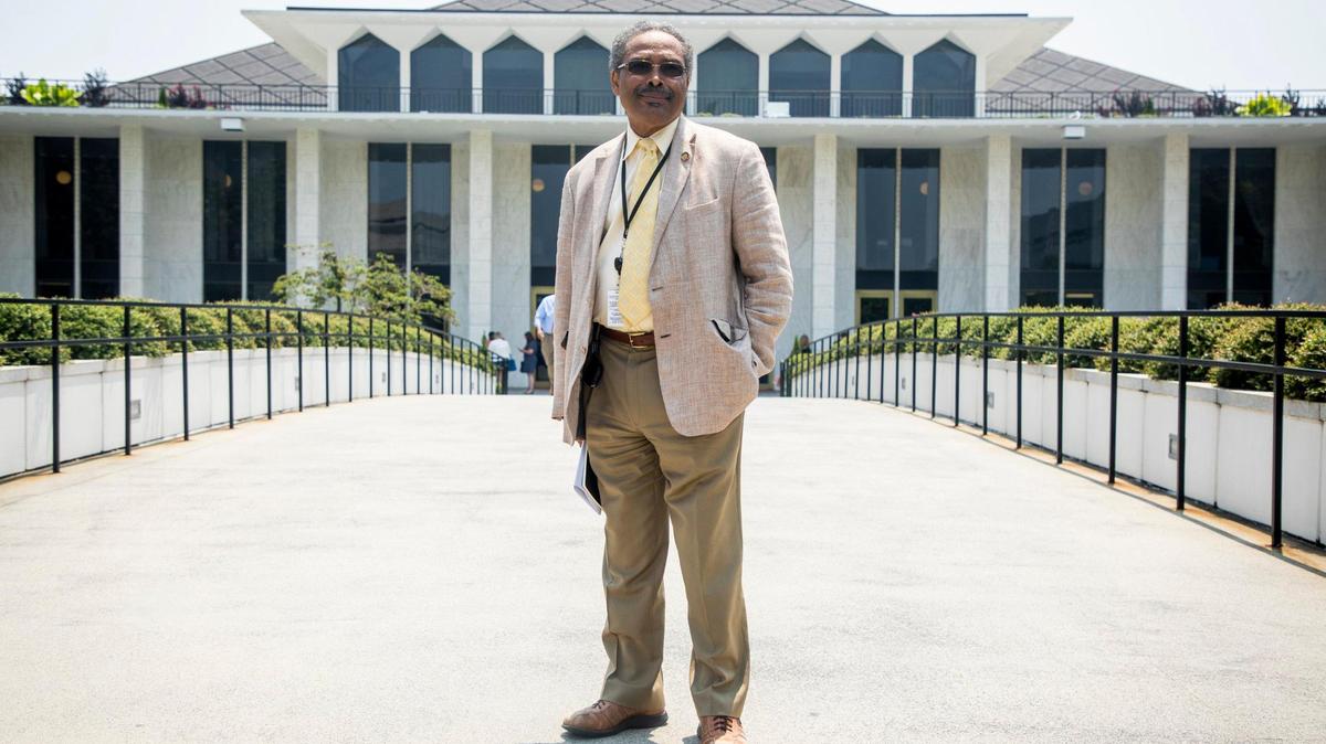 N.C. Rep. Kelly M. Alexander Jr., stands outside the North Carolina Legislative Building, on Wednesday, July 21, 2021, in Raleigh, N.C.