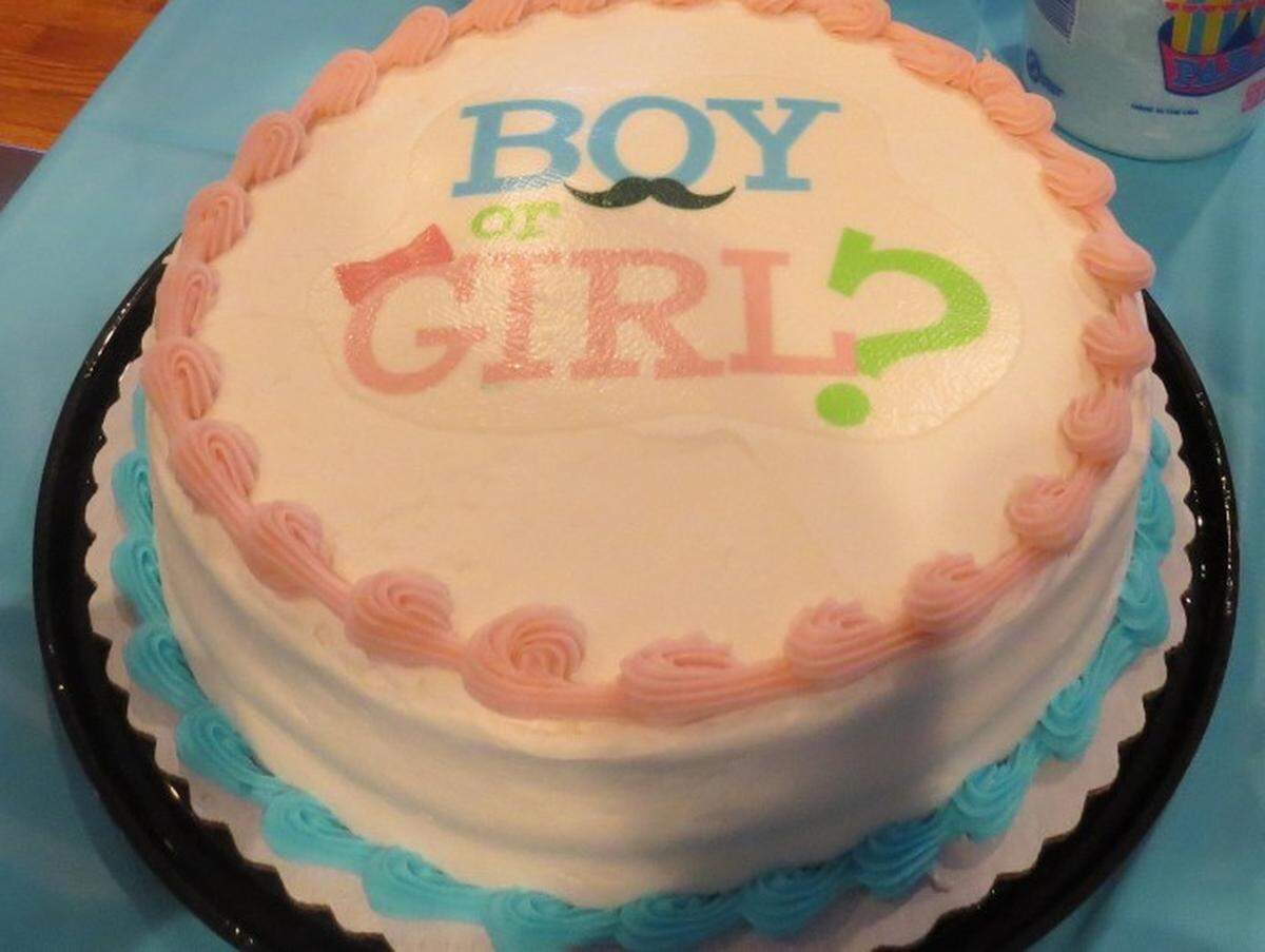 A gender reveal cake.