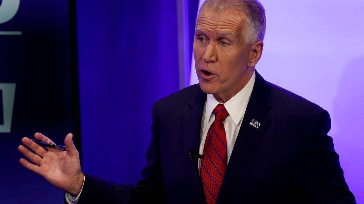 U.S. Sen. Thom Tillis, R-N.C., speaks during an Oct. 1 debate with Democratic challenger Cal Cunningham in Raleigh. 