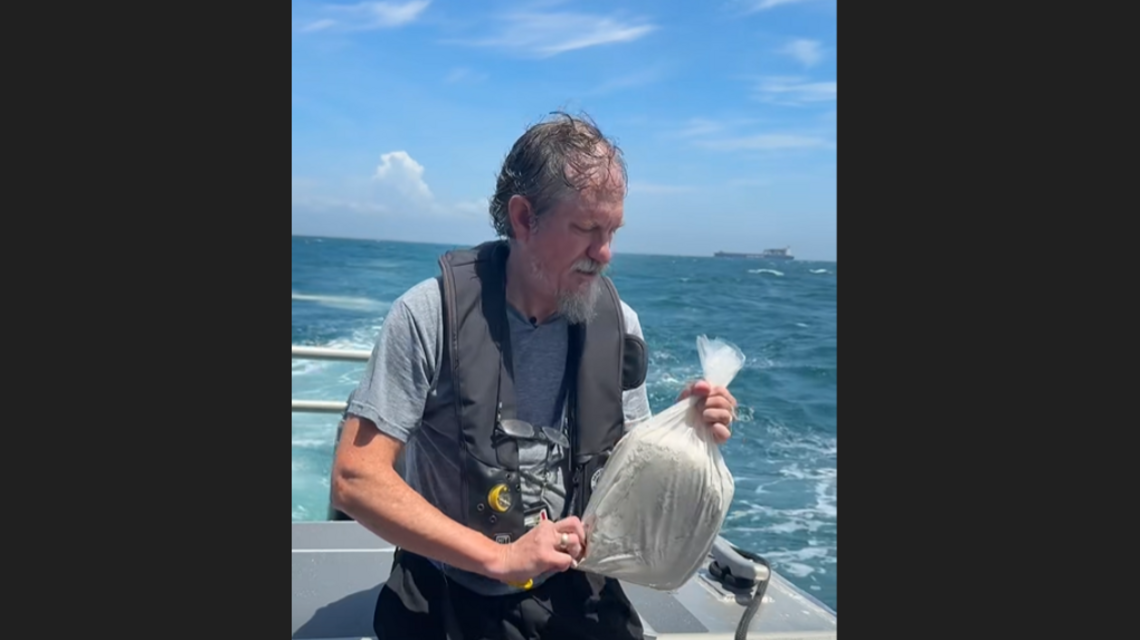 The ashes of 116 unclaimed dead were scattered at sea, North Carolina video shows