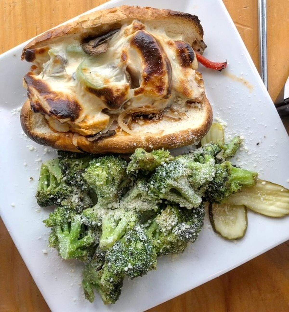 Chicken Philly with Grilled Broccoli Romano at Empire Pizza.