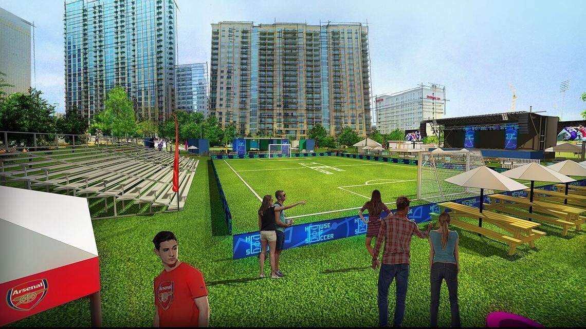 Rendering of what House of Soccer will look like at Romare Bearden Park when it comes to Charlotte July 19 and 20 ahead of this year’s International Champions Cup at Bank of America Stadium