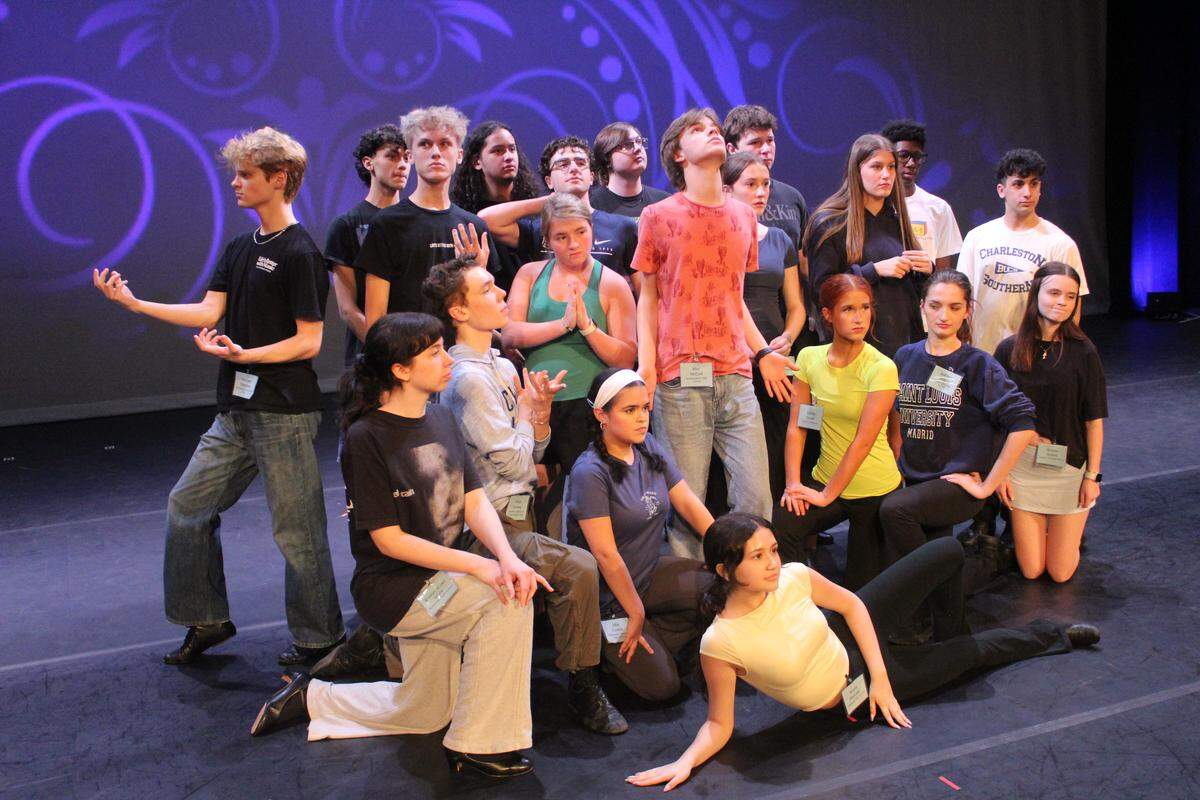 Blumey Awards participants rehearsing the ceremony’s opening number ahead of the May 17 program at Belk Theater in uptown Charlotte. The program honors the best of musical theater in the Charlotte region.