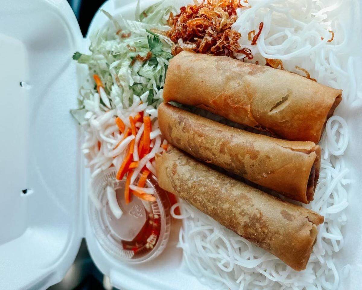 Lula’s egg rolls are stuffed with ground pork, taro, jicama and carrots.