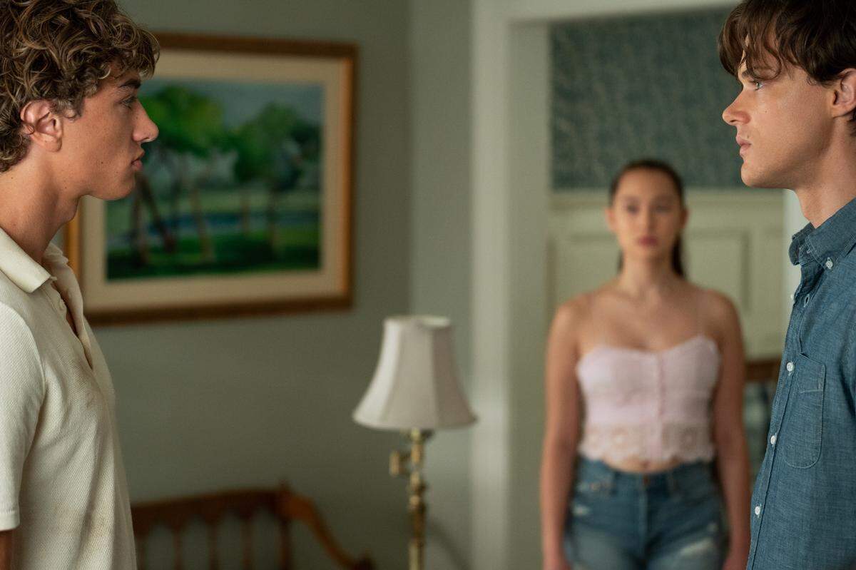 Christopher Briney (Conrad), Lola Tung (Belly) and Gavin Casalegno (Jeremiah) in Season 2 of “The Summer I Turned Pretty.”