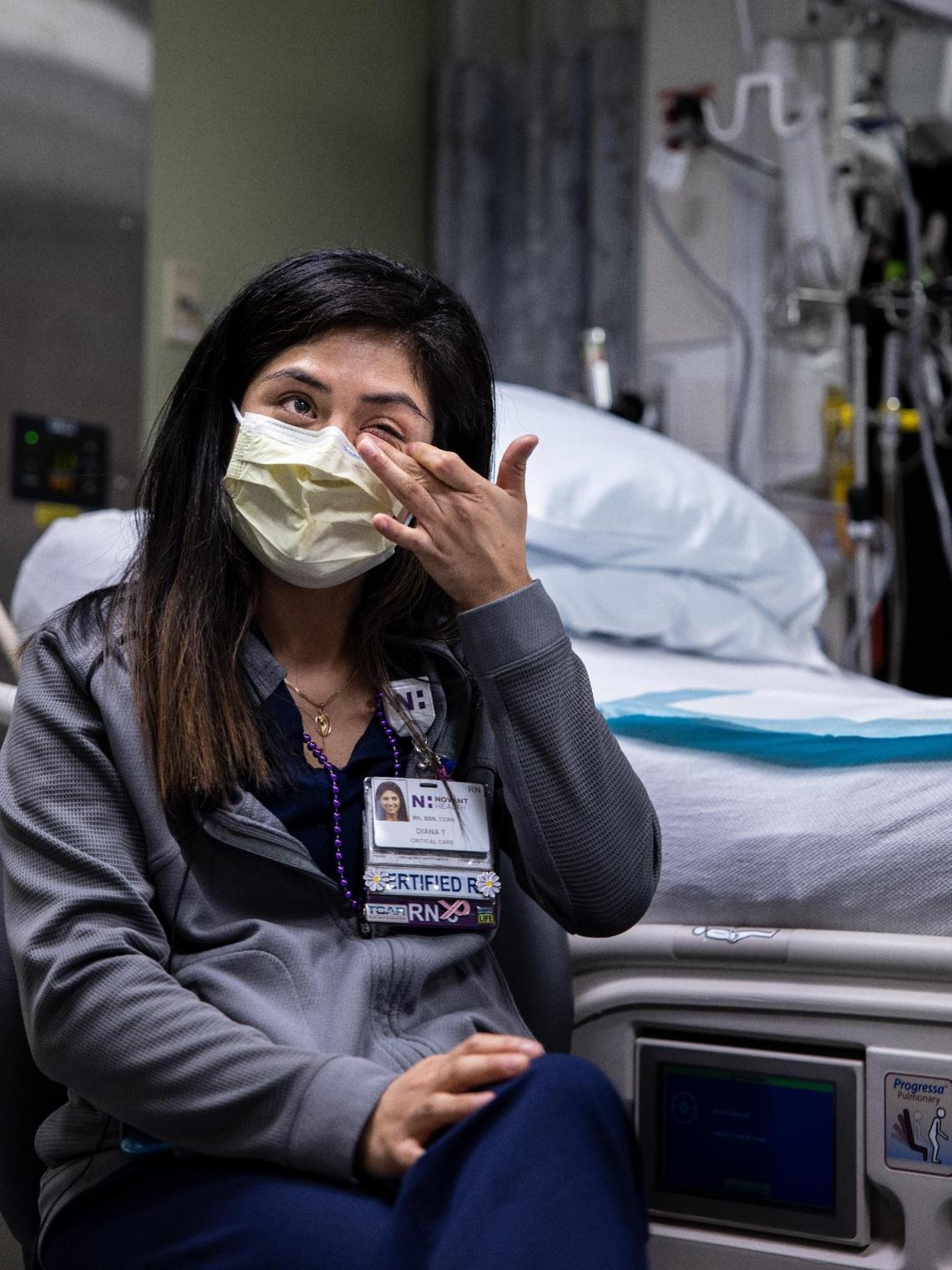 Novant Health nurse Diana Tejada said caring for critical COVID patients throughout the last two years has taken a toll on her mental health.